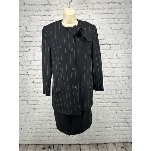 Skirt Grey Striped Jacket VTG 80's MM By Krizia Two Piece Skirt